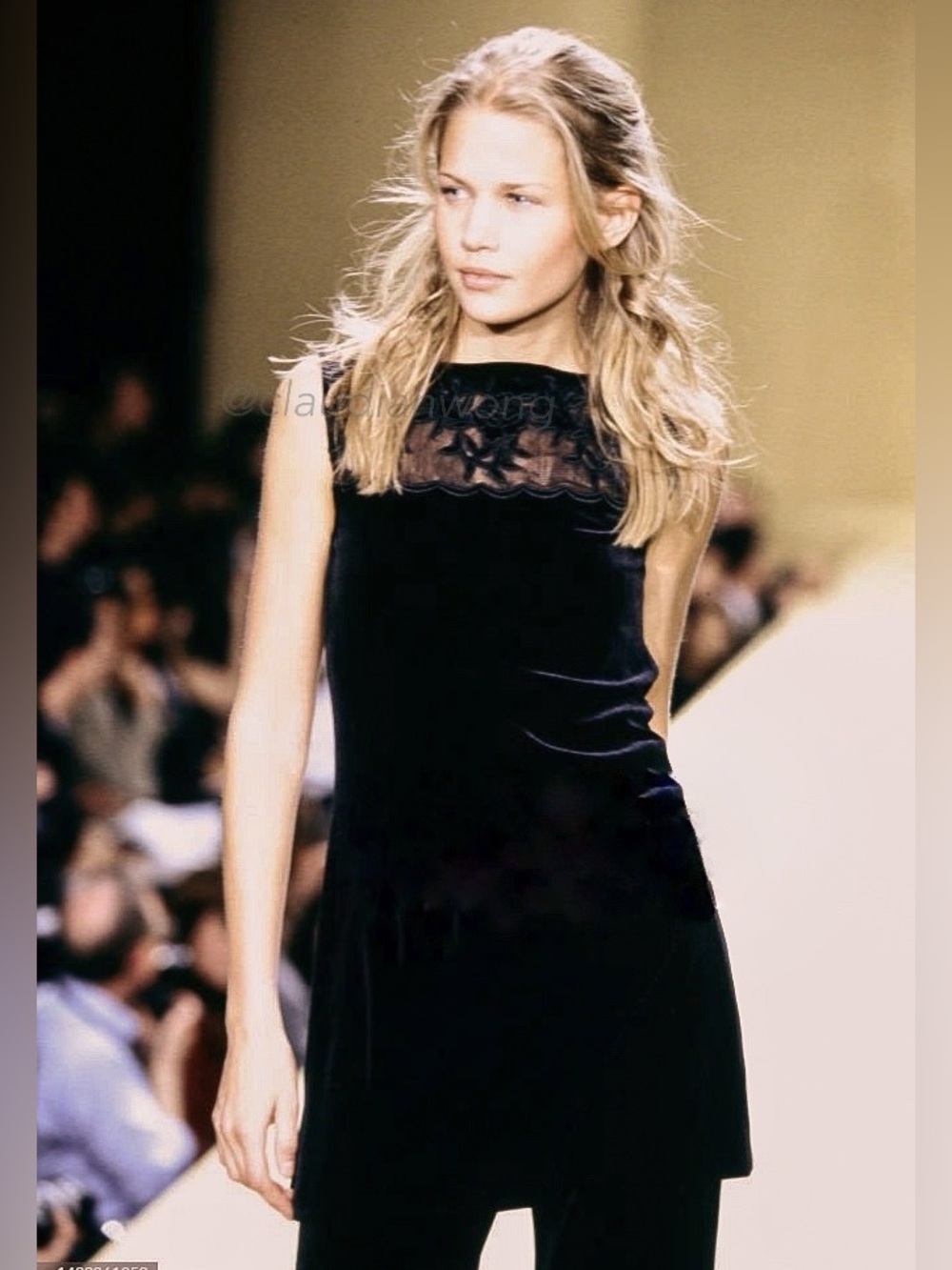 Vintage VIVIENNE TAM F/W 1997 Velvet Embroidered Floral Mesh Mini Dress in Black